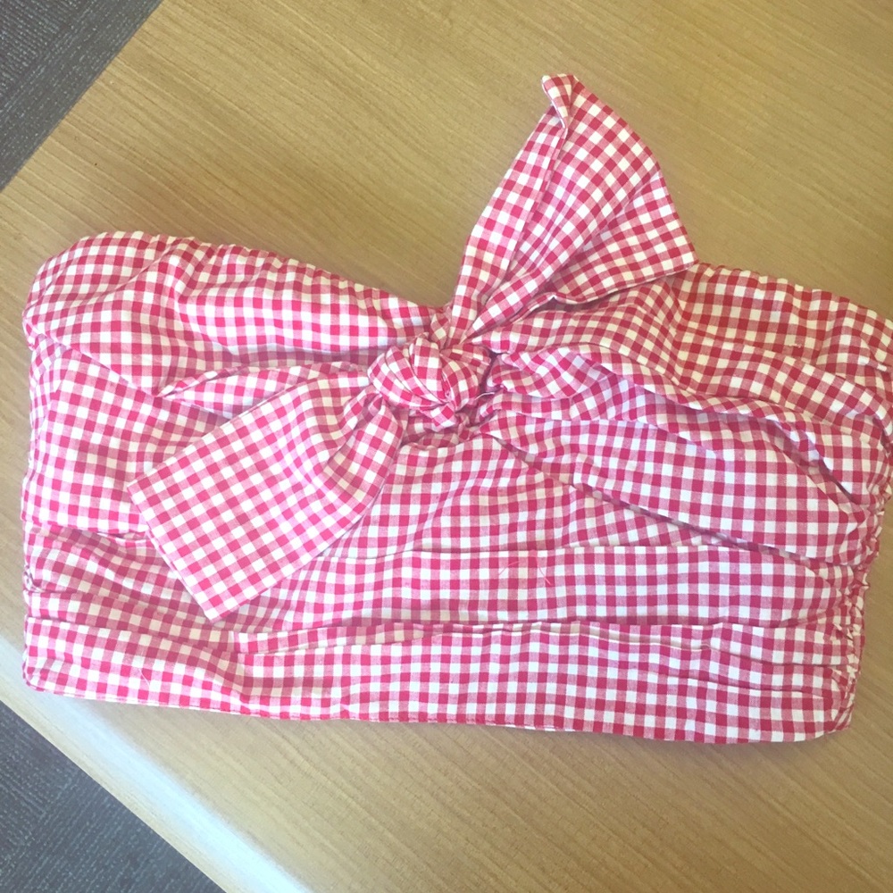 Gingham Tie-Front Tube Top - Forever 21